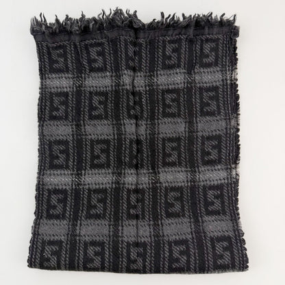 Fendi Zucca FF Check Scarf Wool 100% Black Gray Vintage — view 6