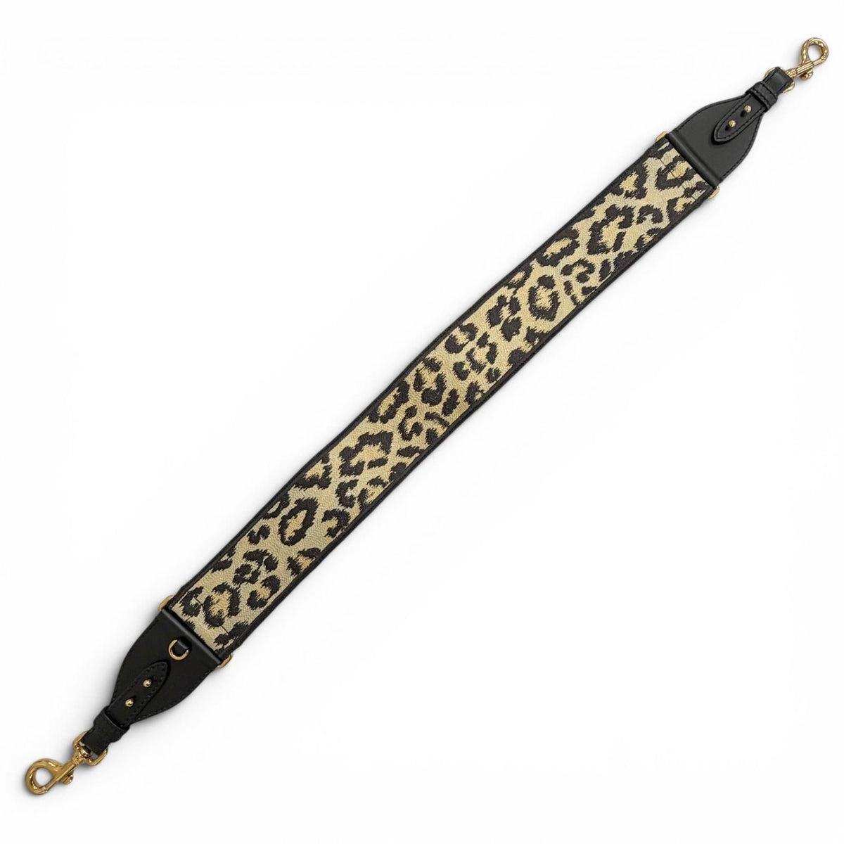 Dior Canvas Leather Logo Leopard Print Shoulder Strap Beige Brown Black — view 3