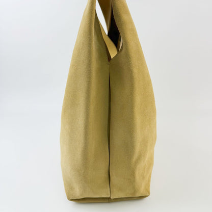 Loewe Anagram Perforated Dot Shoulder Bag Tote Suede Leather Mustard Multicolor — view 3