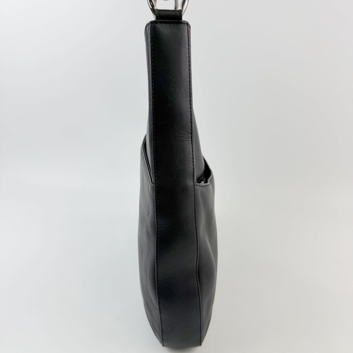 Dior Bead Handle Hobo Shoulder Bag Leather Black Silver Vintage — view 4