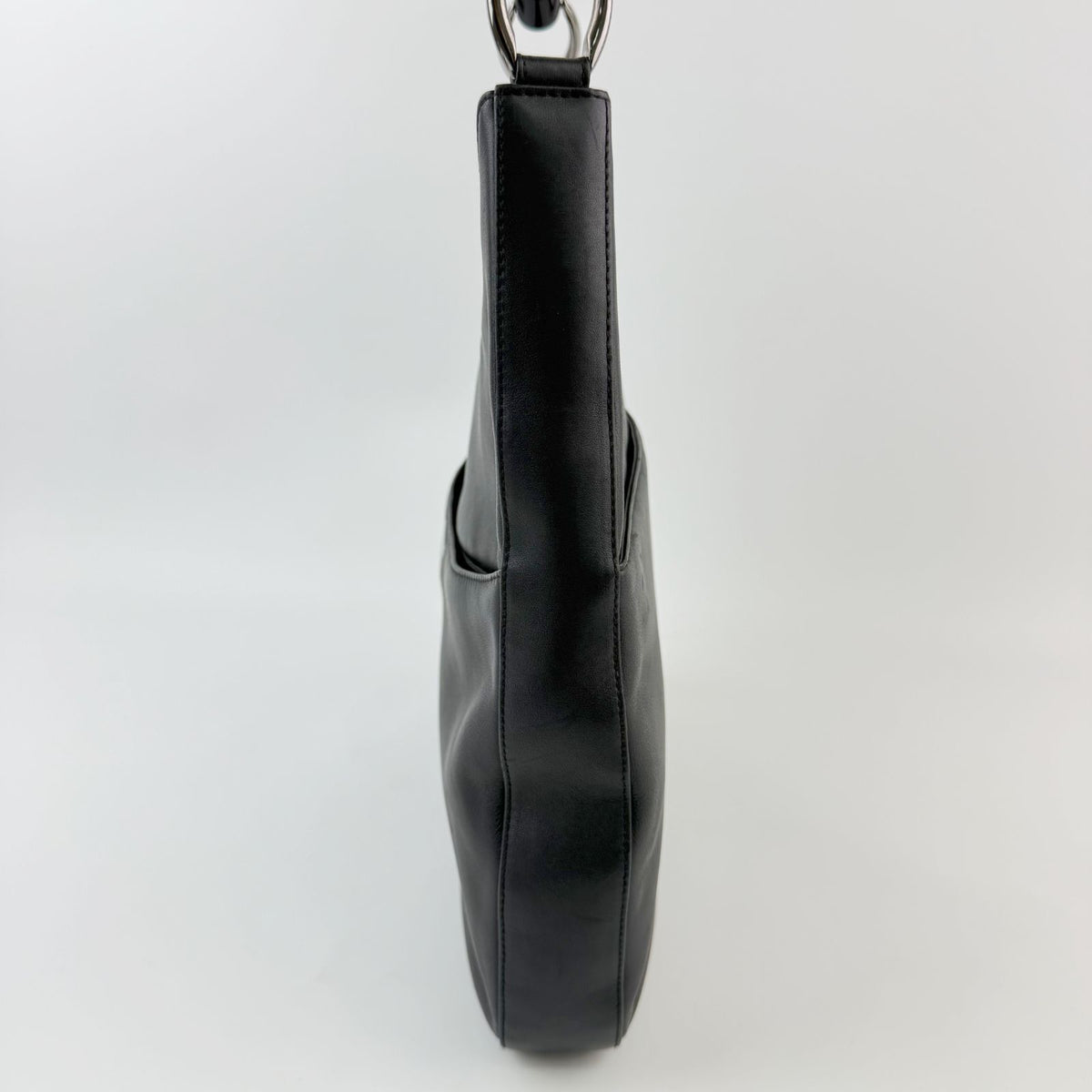 Dior Bead Handle Hobo Shoulder Bag Leather Black Silver Vintage — view 3