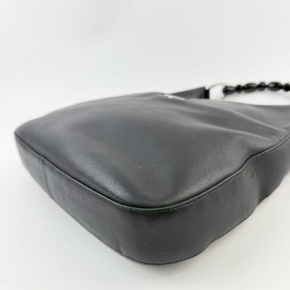 Dior Bead Handle Hobo Shoulder Bag Leather Black Silver Vintage — view 7