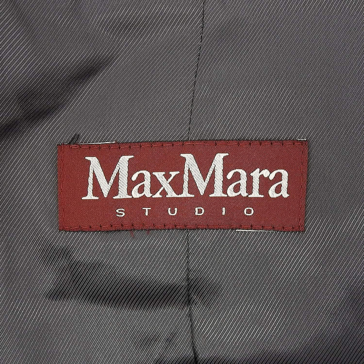 Max Mara Studio Coat Long Stand Collar Tweed Wool Gray — view 6