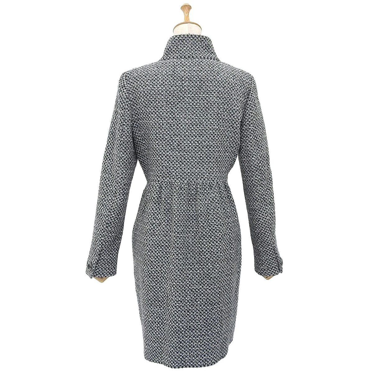 Max Mara Studio Coat Long Stand Collar Tweed Wool Gray — view 3