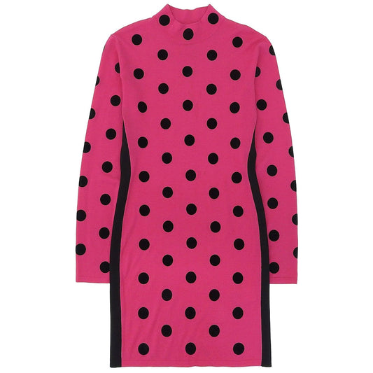 Versace Dress Knit Long Sleeve Dot Pattern Polka Dot Top Wool Pink 40