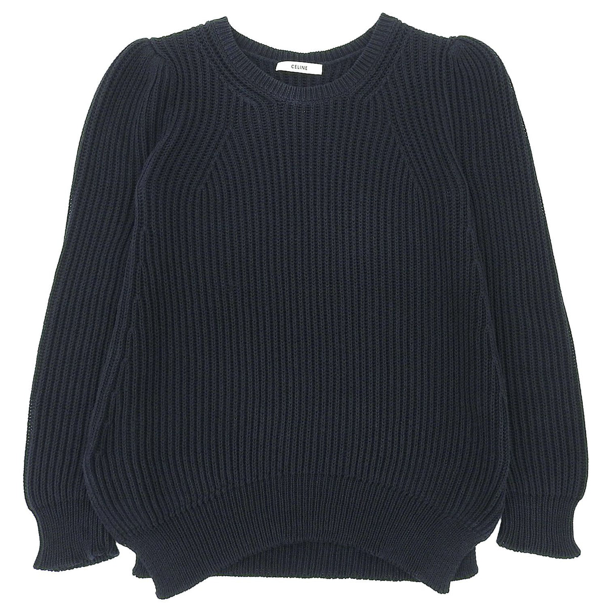 Celine Phoebe Philo Era Knit Sweater Long Sleeve Top Cotton Navy S