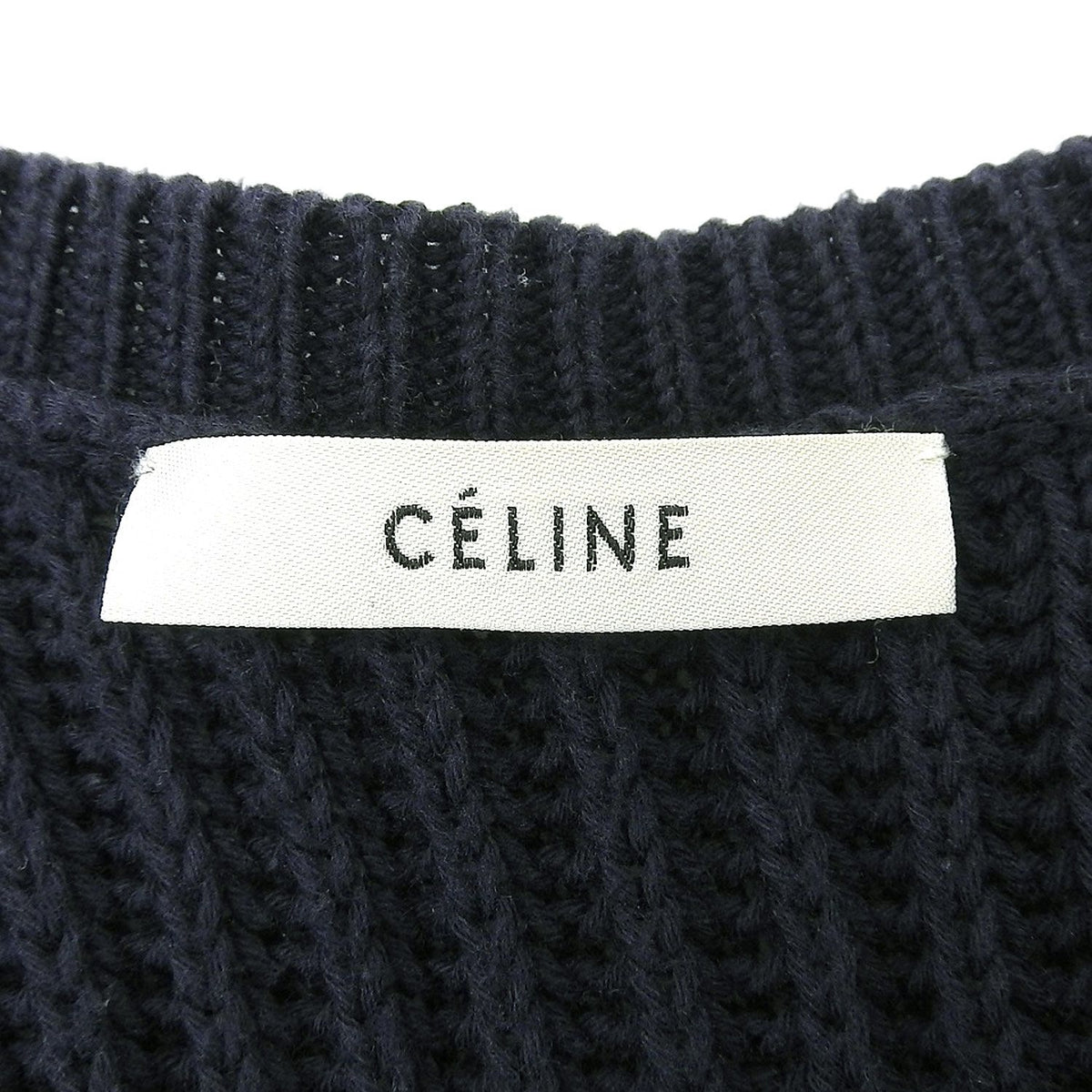 Celine Phoebe Philo Era Knit Sweater Long Sleeve Top Cotton Navy S — view 5