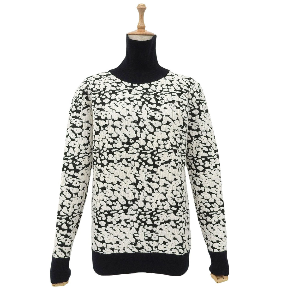 Celine Phoebe Philo Era Knit Sweater Long Sleeve High Neck All Over Print Top S — view 2