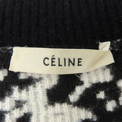 Celine Phoebe Philo Era Knit Sweater Long Sleeve High Neck All Over Print Top S — view 7
