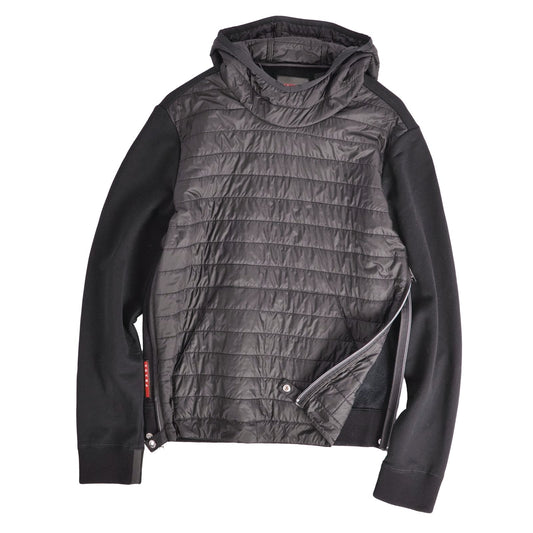 Prada Sports Hoodie Pullover Long Sleeve Padded Sweatshirt Top Black M