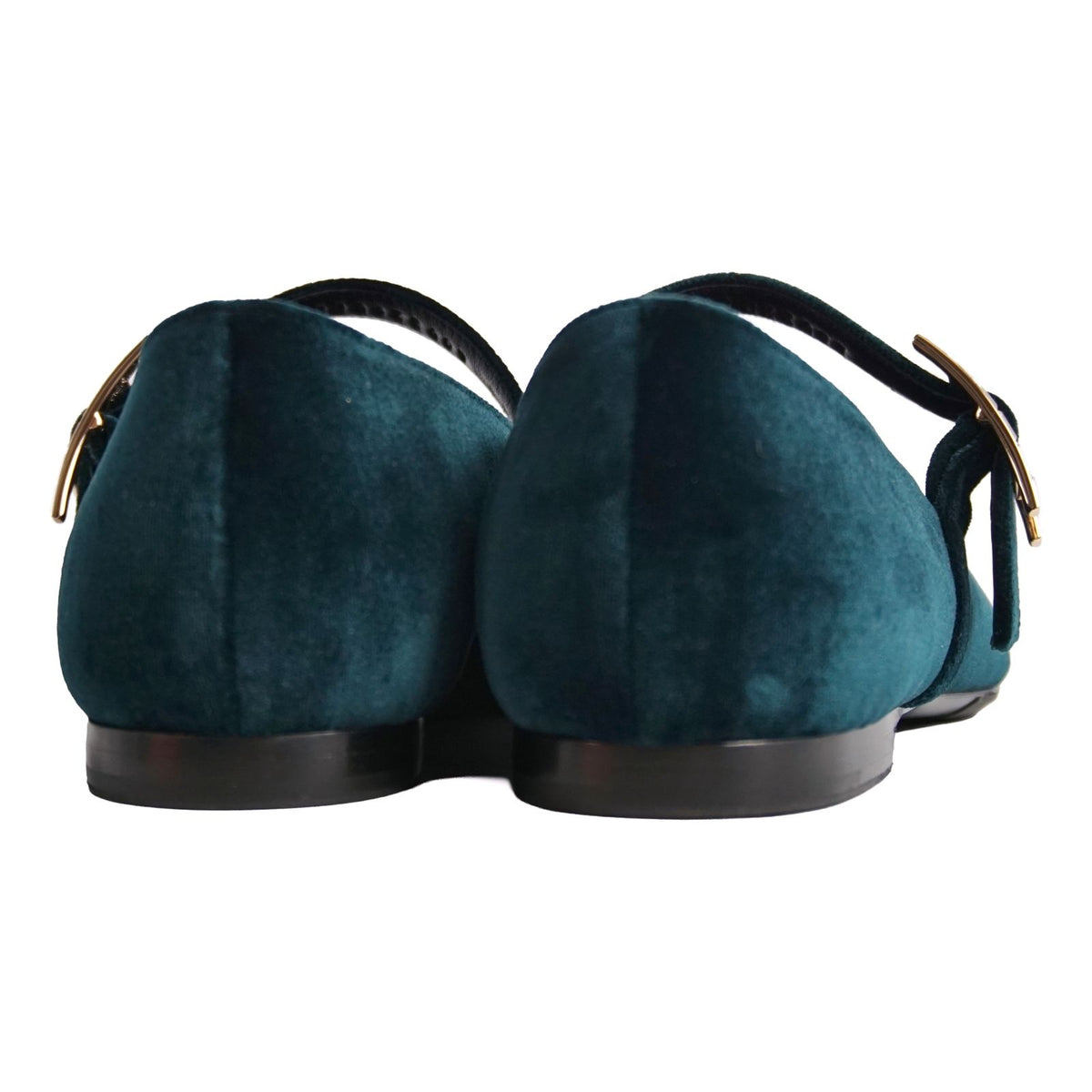 Hermes Pumps Jane Flat H Logo Strap Shoes Velour Green — view 5