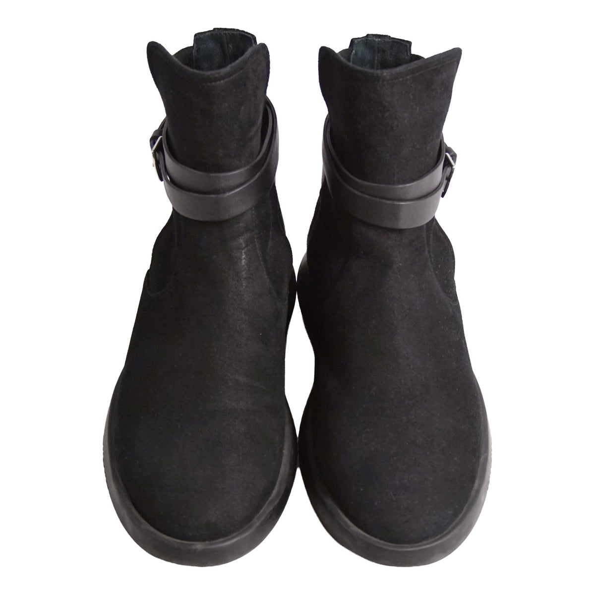 Hermes Boots Short Shoes Suede Leather Black — view 4