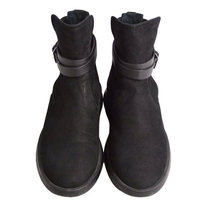 Hermes Boots Short Shoes Suede Leather Black — view 4