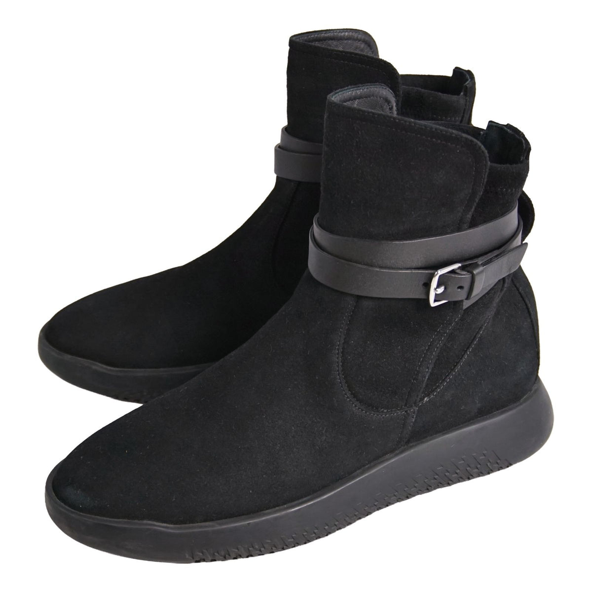 Hermes Boots Short Shoes Suede Leather Black