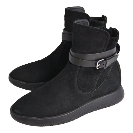 Hermes Boots Short Shoes Suede Leather Black