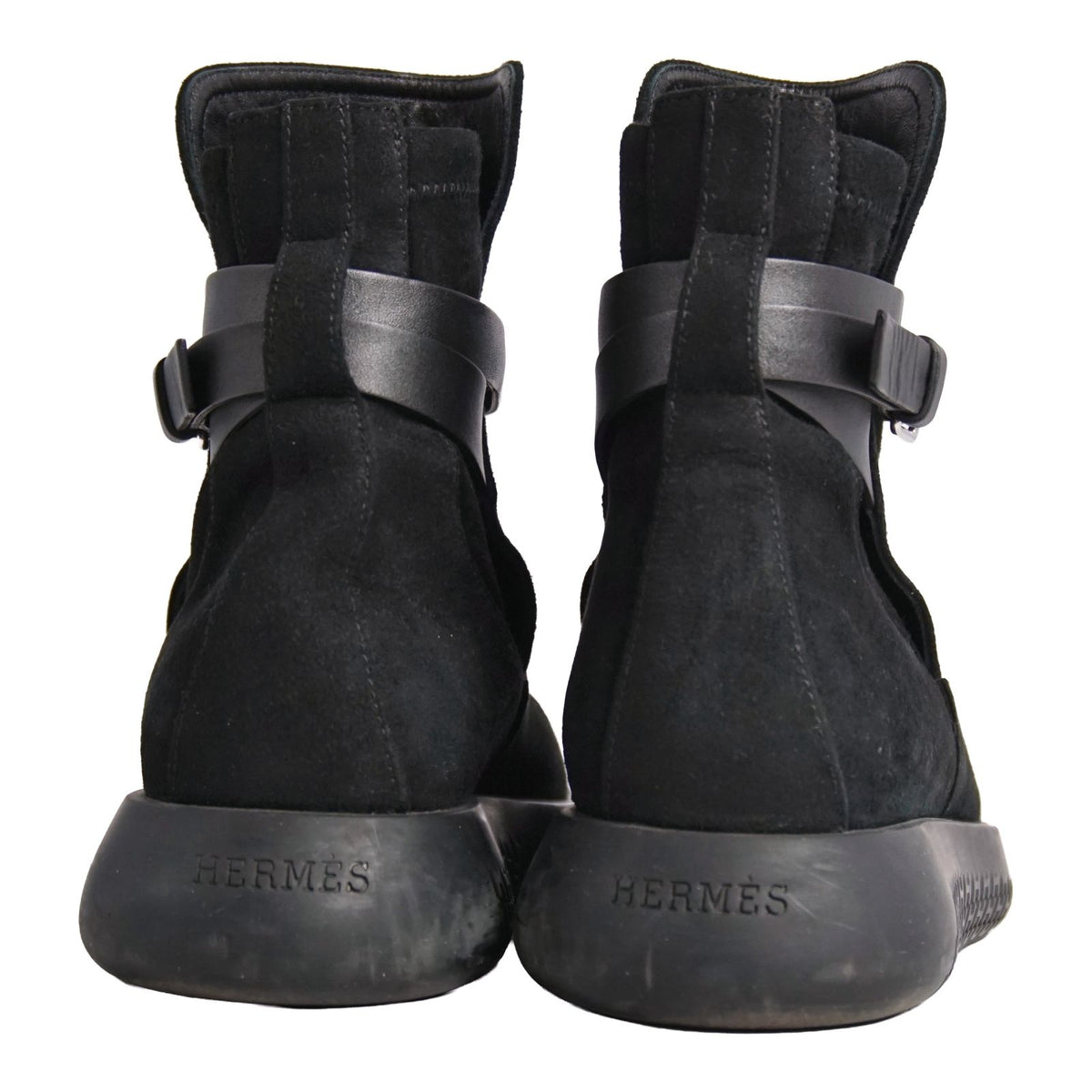 Hermes Boots Short Shoes Suede Leather Black — view 5