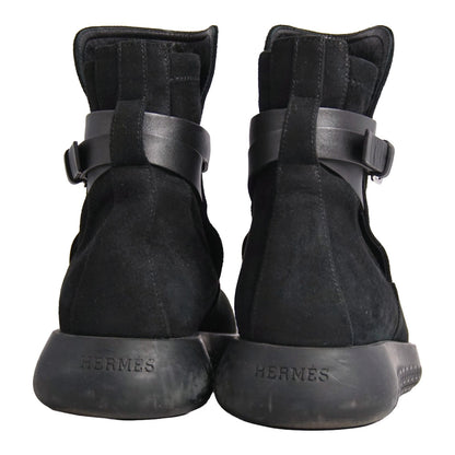 Hermes Boots Short Shoes Suede Leather Black — view 5