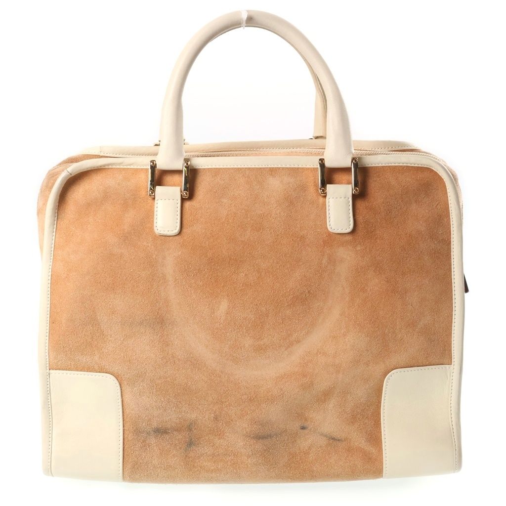 Loewe Amazona 28 Anagram Logo Suede Leather Handbag Beige — view 2