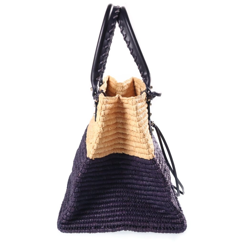 Balenciaga Tote Bag Basket Raffia Leather Bicolor Beige Purple — view 3