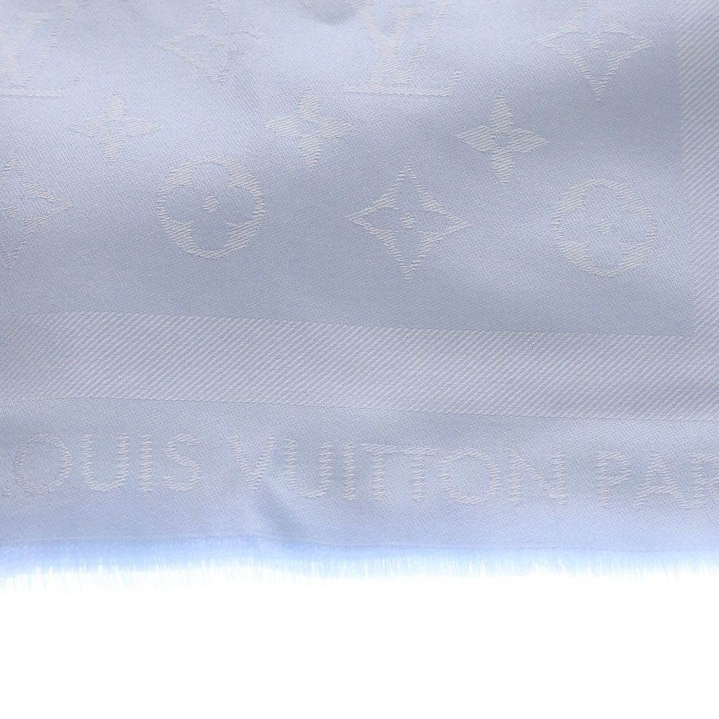 Louis Vuitton Monogram Classic Shawl Wool Silk Jacquard Blue Ciel Scarf — view 3