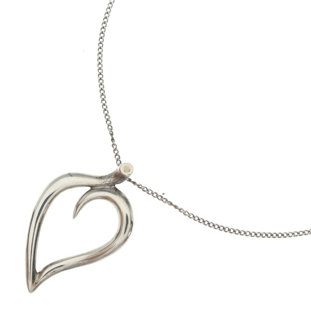 Tiffany & Co Leaf Heart Pendant Chain 925 Sterling Silver