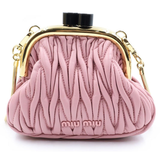 Miu Miu Bell Mini Back Shoulder Bag Matelasse Nappa Leather Pink