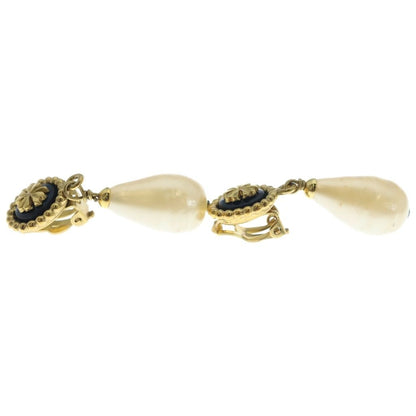 Chanel Clover Teardrop Pearl Earrings White Gold — view 4