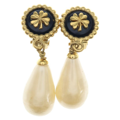 Chanel Clover Teardrop Pearl Earrings White Gold