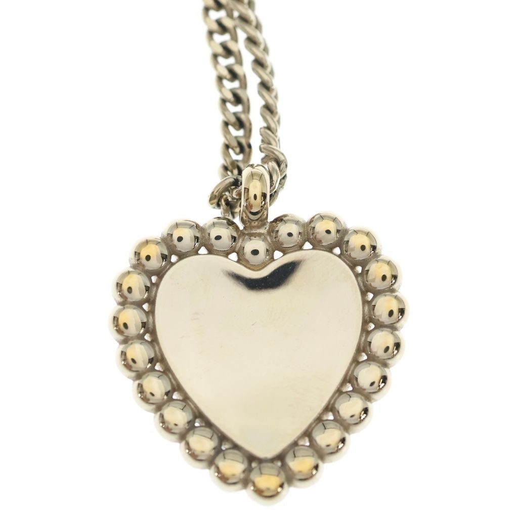 Chanel CC Logo Faux Pearl Heart Necklace Metal Black Gold — view 3