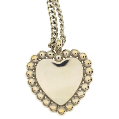 Chanel CC Logo Faux Pearl Heart Necklace Metal Black Gold — view 3