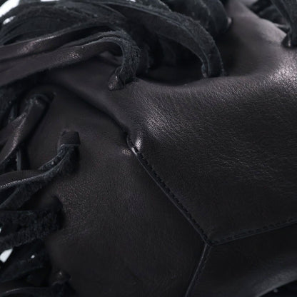 Saint Laurent Paris Fringe Bag Lauren Logo Design Leather Back Black — view 5