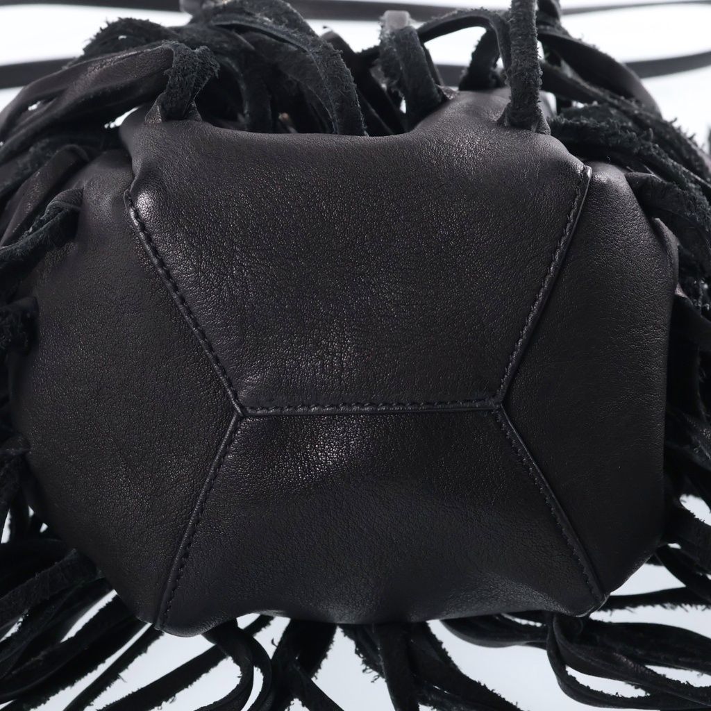 Saint Laurent Paris Fringe Bag Lauren Logo Design Leather Back Black — view 4