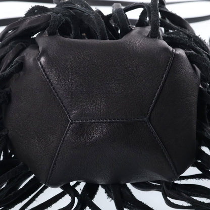 Saint Laurent Paris Fringe Bag Lauren Logo Design Leather Back Black — view 4