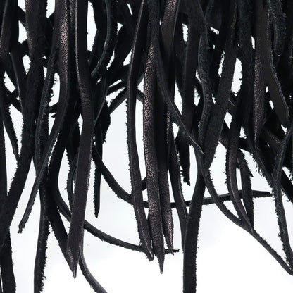 Saint Laurent Paris Fringe Bag Lauren Logo Design Leather Back Black — view 7
