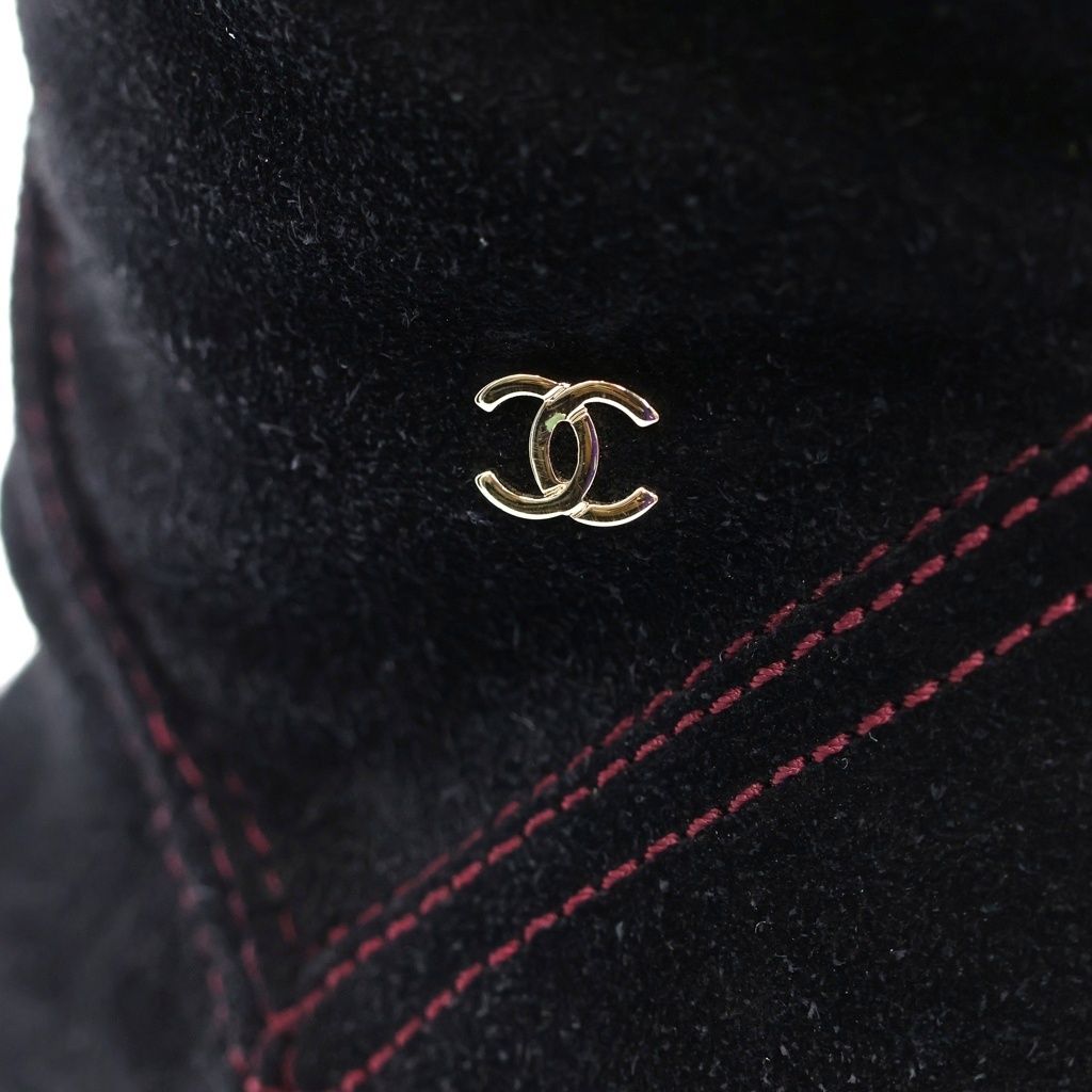 Chanel CC Logo Suede Long Boots Black — view 4