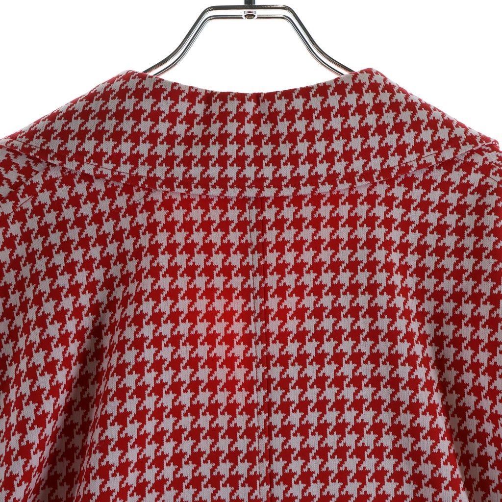 Balenciaga 20 AW Houndstooth Double Breasted Coat Long Chesterfield White Red — view 4