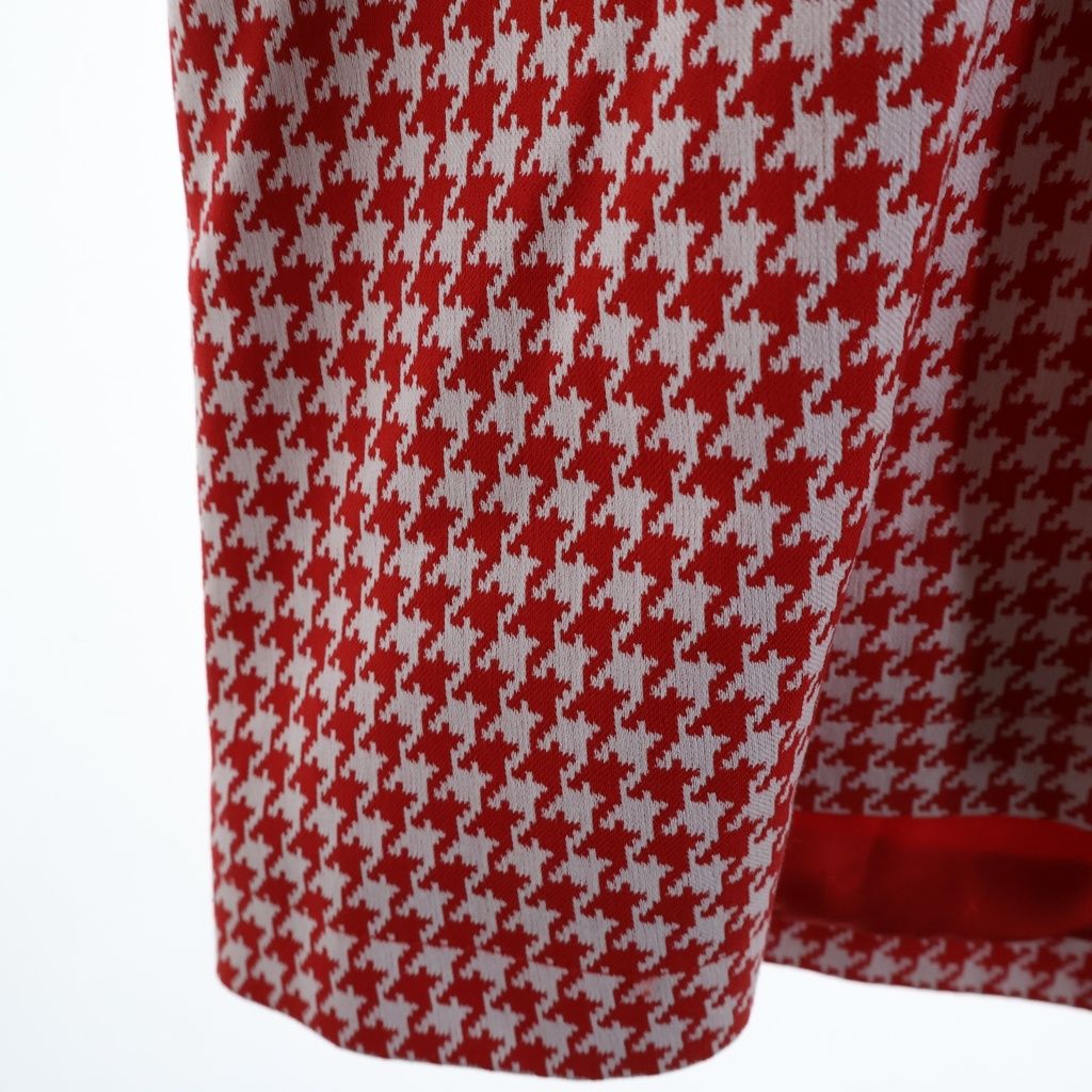 Balenciaga 20 AW Houndstooth Double Breasted Coat Long Chesterfield White Red — view 6
