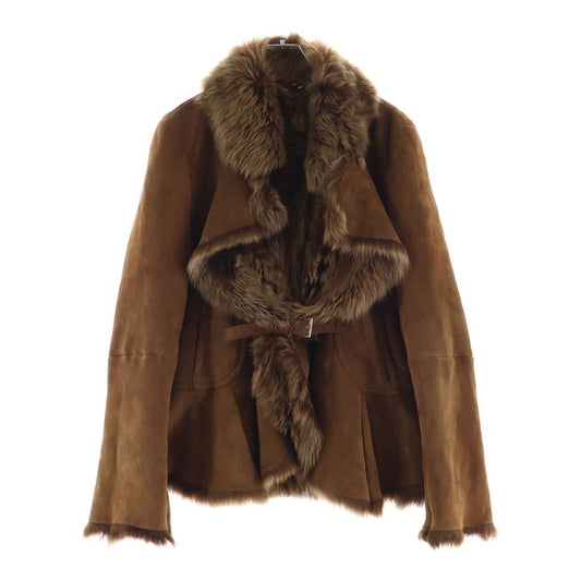 Max Mara Shearling Mid Length Coat Brown