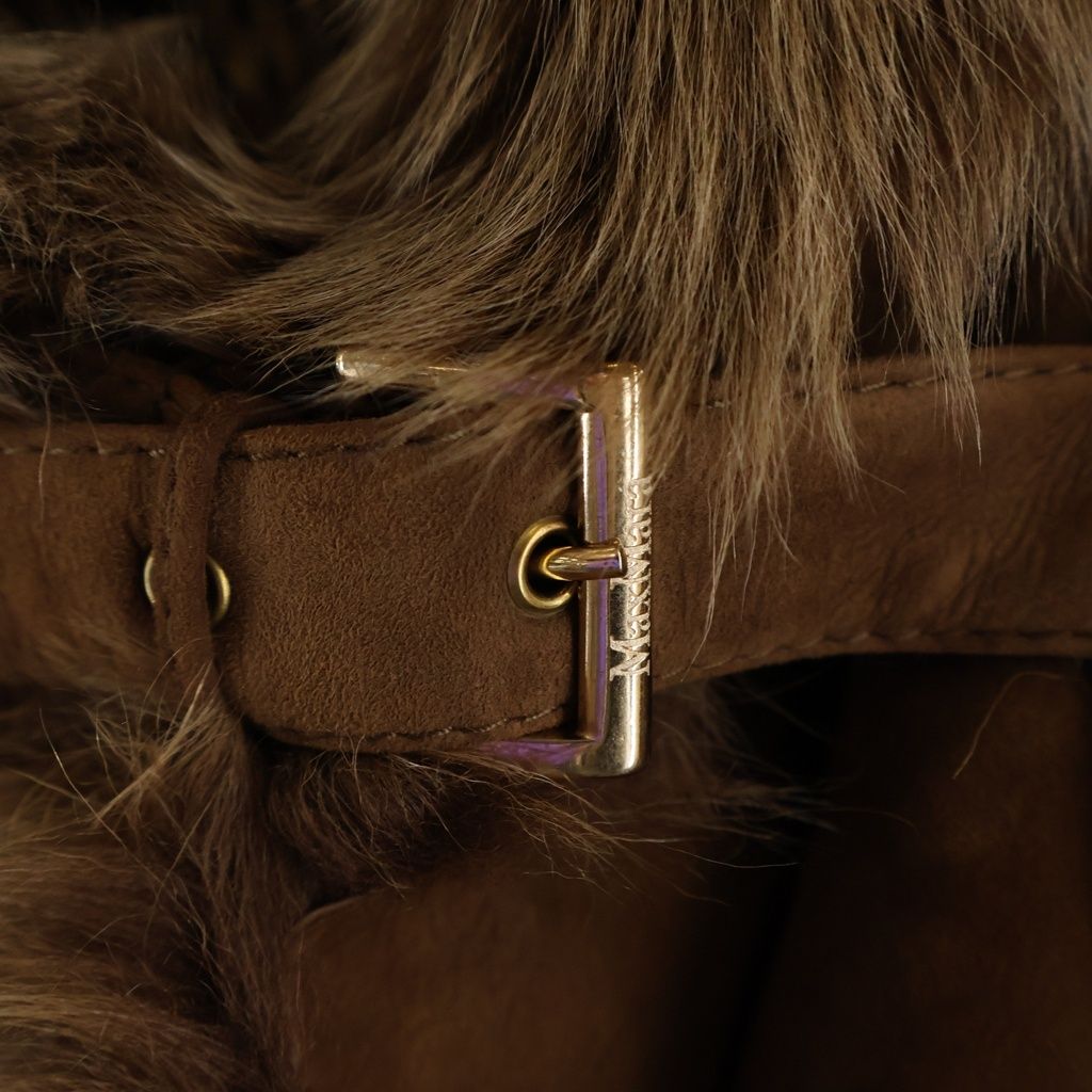 Max Mara Shearling Mid Length Coat Brown — view 6