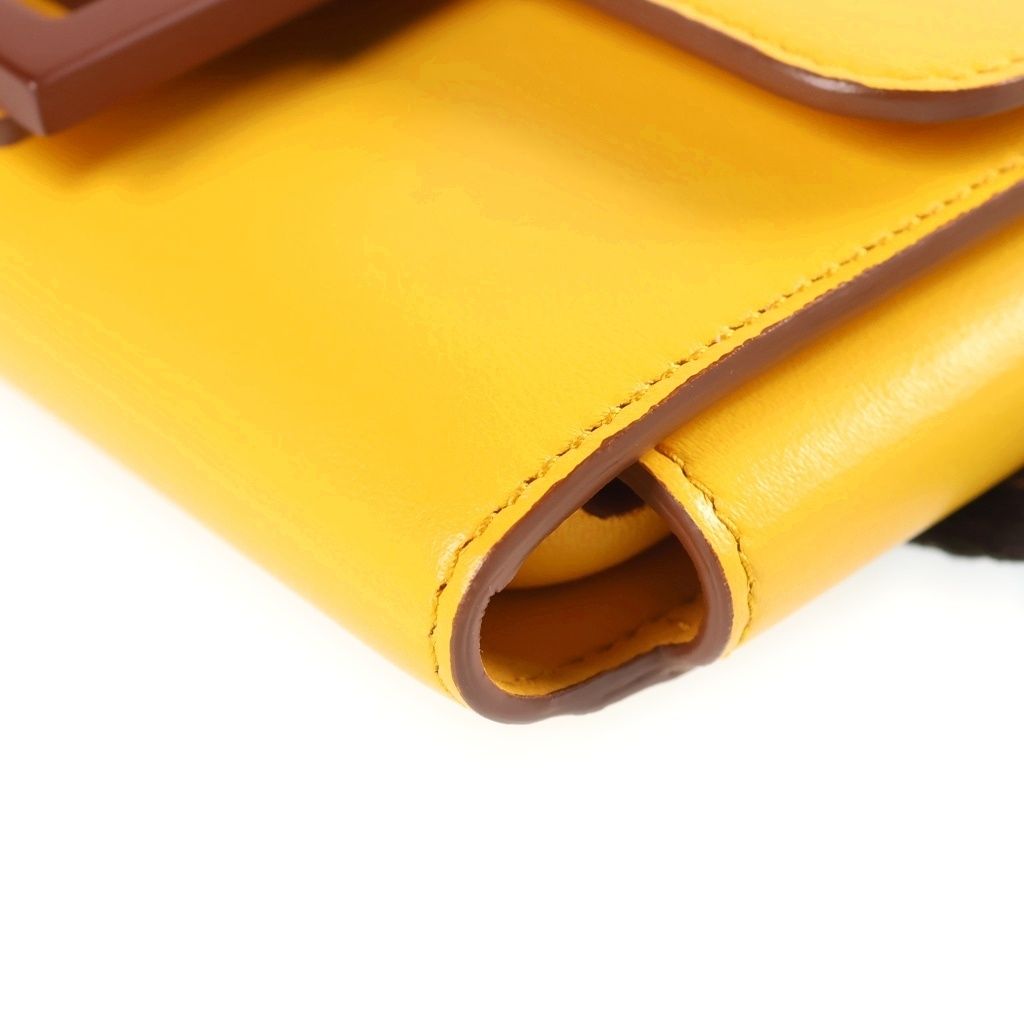 Fendi Baguette Phone Pouch Mini Handbag Yellow Brown Leather Gold — view 5