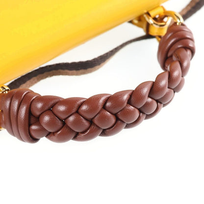Fendi Baguette Phone Pouch Mini Handbag Yellow Brown Leather Gold — view 6