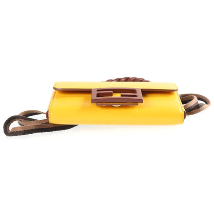 Fendi Baguette Phone Pouch Mini Handbag Yellow Brown Leather Gold — view 4