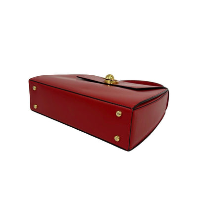 Celine Vintage Star Ball Logo Leather Handbag Mini Tote Red — view 8