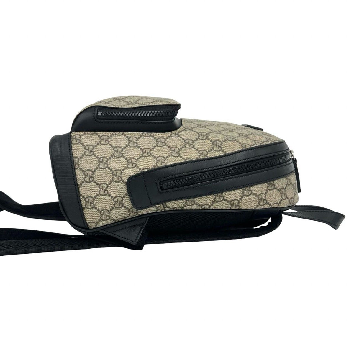 Gucci GG Supreme Logo Pattern Leather Backpack Beige Black — view 6