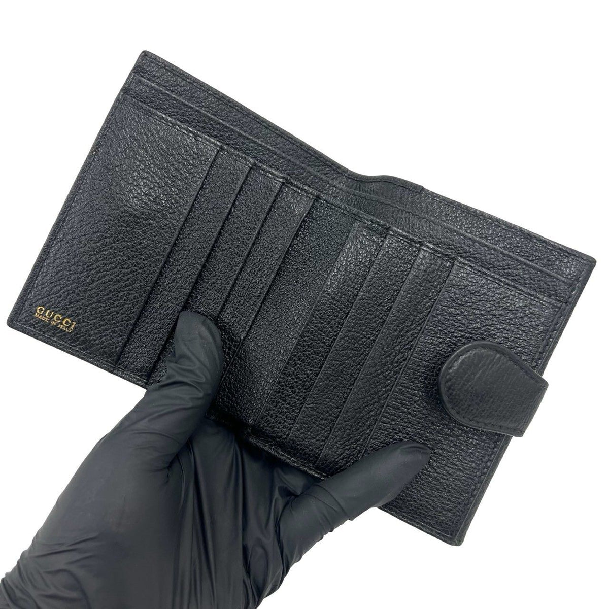 Gucci Vintage Horsebit Leather Suede Bifold Wallet Black — view 7