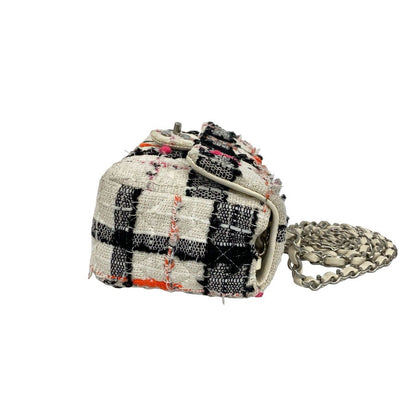 Chanel Quilted CC Logo Tweed Leather Mini Shoulder Bag White — view 6