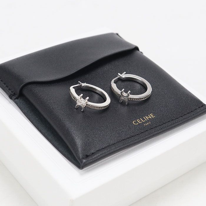Celine Sparkle Hoop Triomphe Earrings Metal