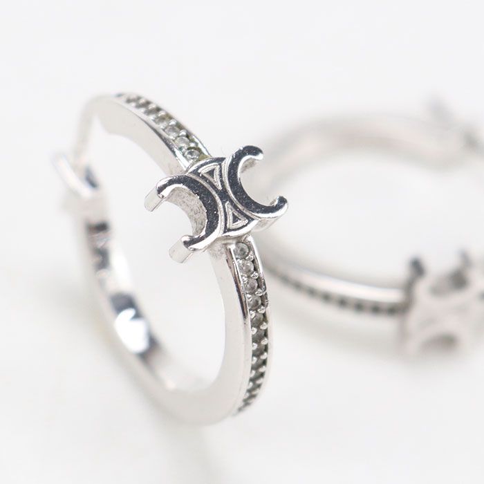 Celine Sparkle Hoop Triomphe Earrings Metal — view 2