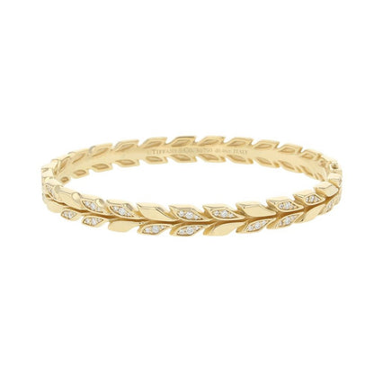 Tiffany & Co Bracelet Victoria Vine Hinge Bangle Diamond Total 18k Yellow Gold