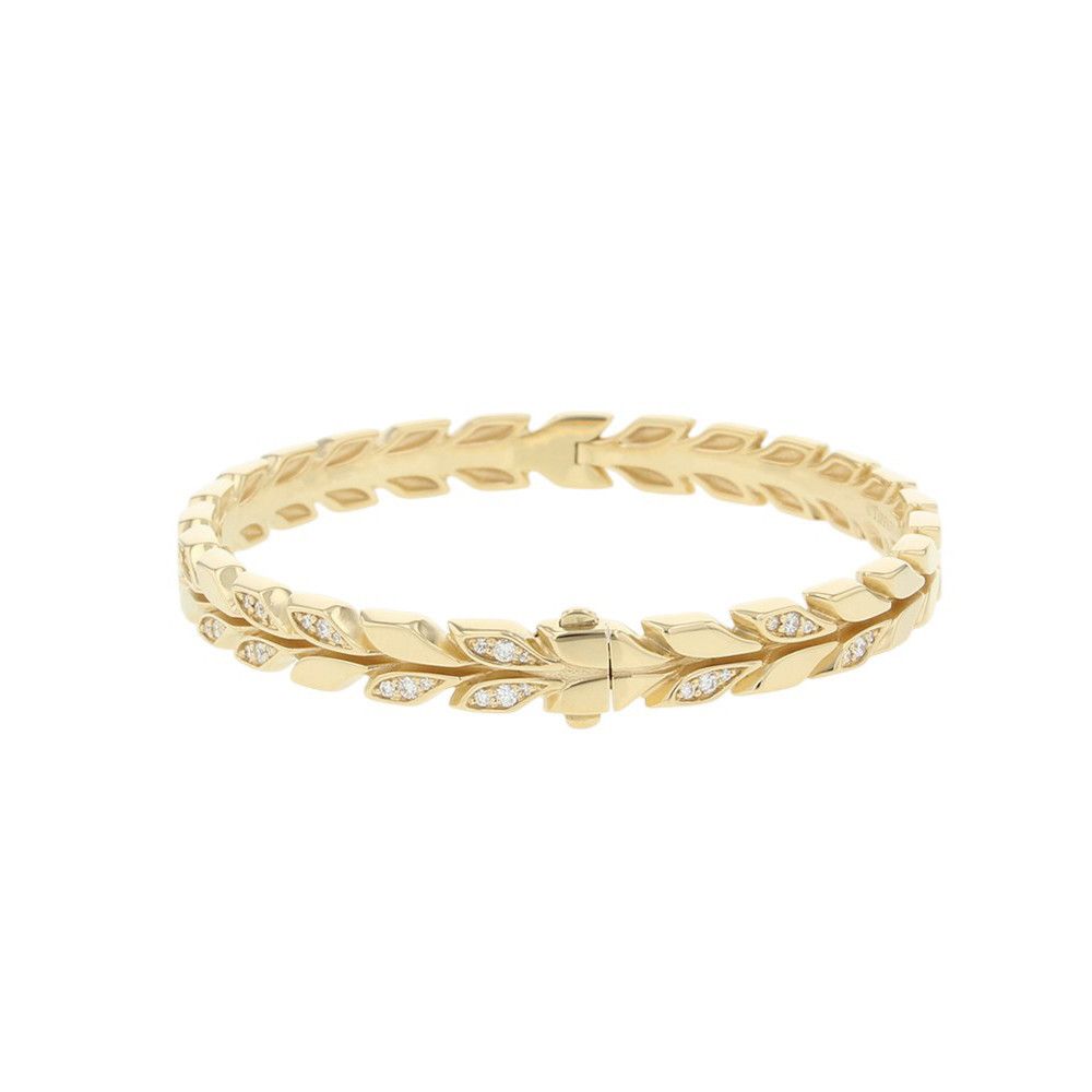 Tiffany & Co Bracelet Victoria Vine Hinge Bangle Diamond Total 18k Yellow Gold — view 2